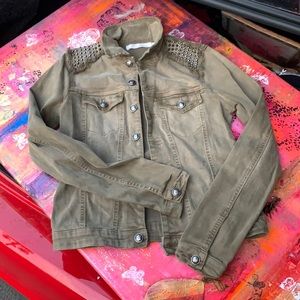 Frankie B Stretch Denim Jean Jacket w Studs sz S